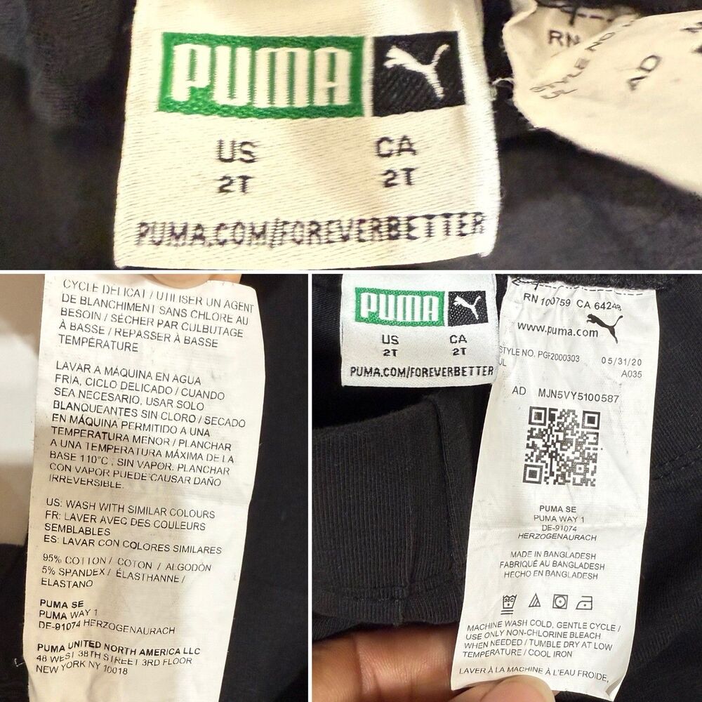 Puma Toddler Girl Black Active Pants Size 2T - Picture 10 of 10
